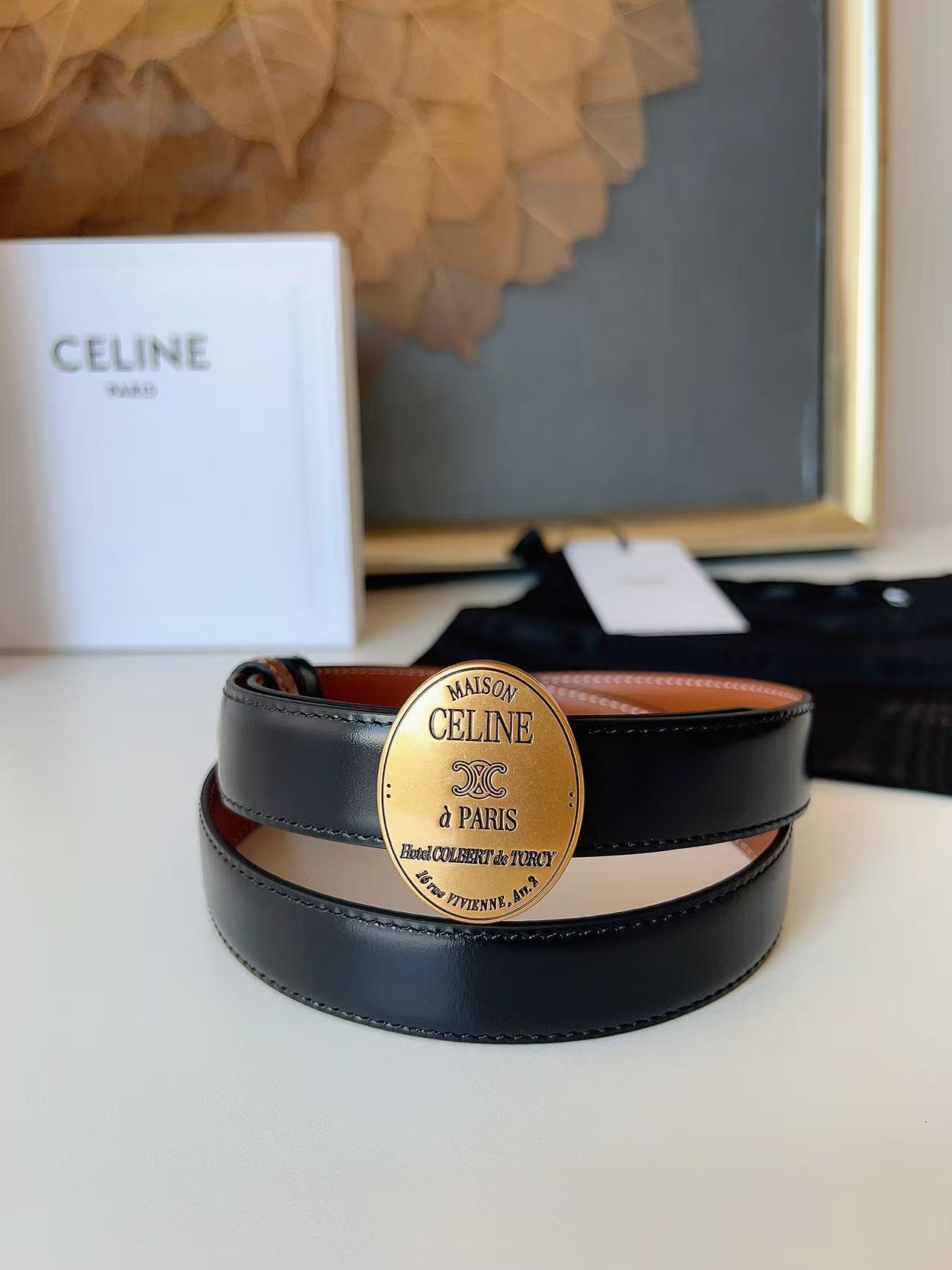 CELINE Arc de Triomphe Oval Buckle Belt Premium Luxury Leather Belt - Image 4