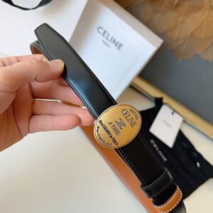 CELINE Arc de Triomphe Oval Buckle Belt Premium Luxury Leather Belt
