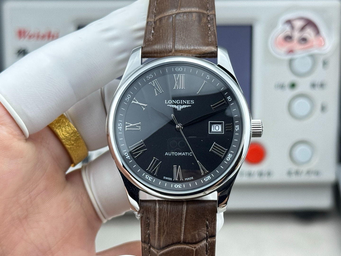 Longines Master Collection 40mm Black Roman Automatic Watch Luxury Dress Timepiece - Image 3