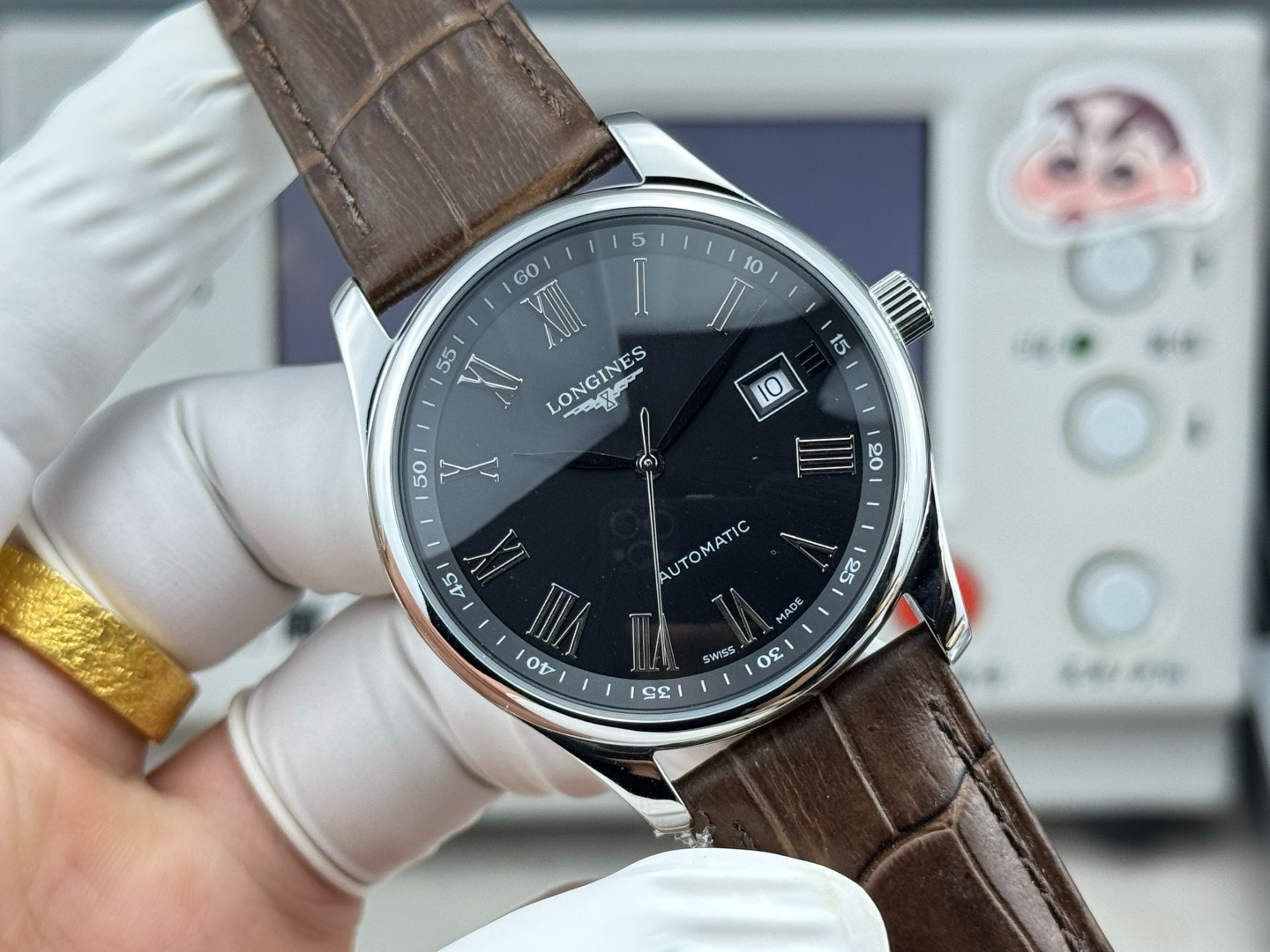 Longines Master Collection 40mm Black Roman Automatic Watch Luxury Dress Timepiece - Image 2