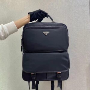 Premium Fabric Backpack with Saffiano Style Leather Trim