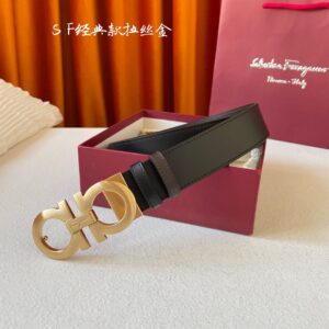 FERRAGAMO 3.5cm Double-Sided Imported Cowhide Leather Belt Gift Box Edition