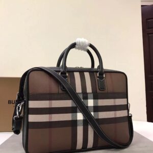Burberry Slim Briefcase Check Pattern & Italian-Tanned Leather Edition