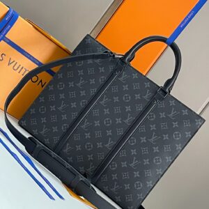 45265 Sac Plat Horizontal Zippé Briefcase Monogram Eclipse Canvas & Leather