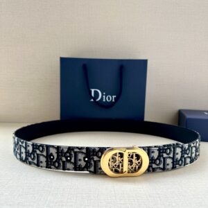 DIOR Spring/Autumn Brass-Plated Buckle Oblique Belt