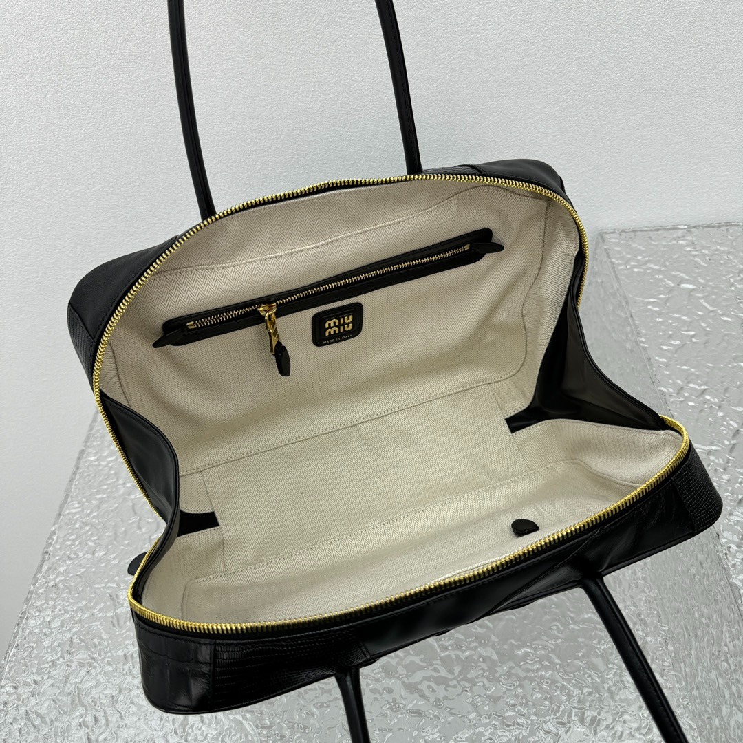 MUI 24SS Spring/Summer Limited Edition Briefcase Black Patchwork Edition - Image 3