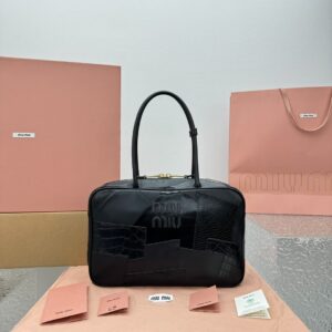 MUI 24SS Spring/Summer Limited Edition Briefcase Black Patchwork Edition
