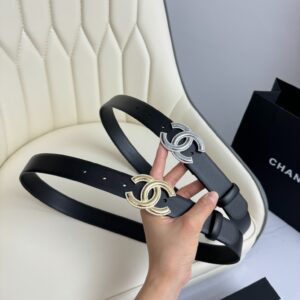Chanel CC Crystal Buckle Leather Belt