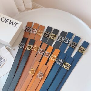 Loewe Classic Reversible Leather Belt with Gold Pin Buckle