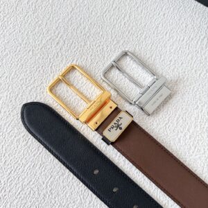 PRADA Reversible Premium Leather Pin Buckle Belt for Men