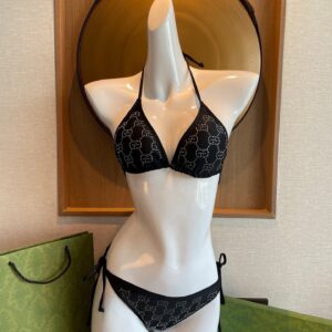 Gucci Inspired Rhinestone Letter Print Bikini Two-Piece Swimsuit Set