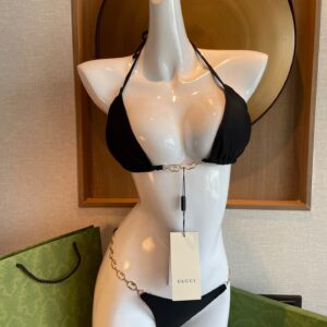 Gucci Inspired Double G Print Halter Bikini Two-Piece Swimsuit Set