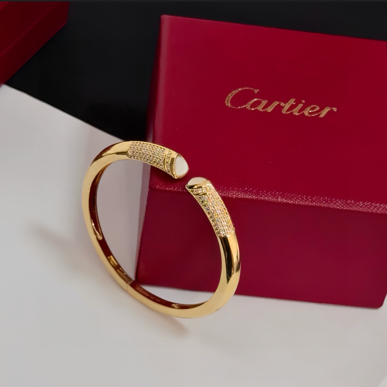 Cartier V Gold Diamond Bracelet Luxury Love Collection Inspired Jewelry - Image 4