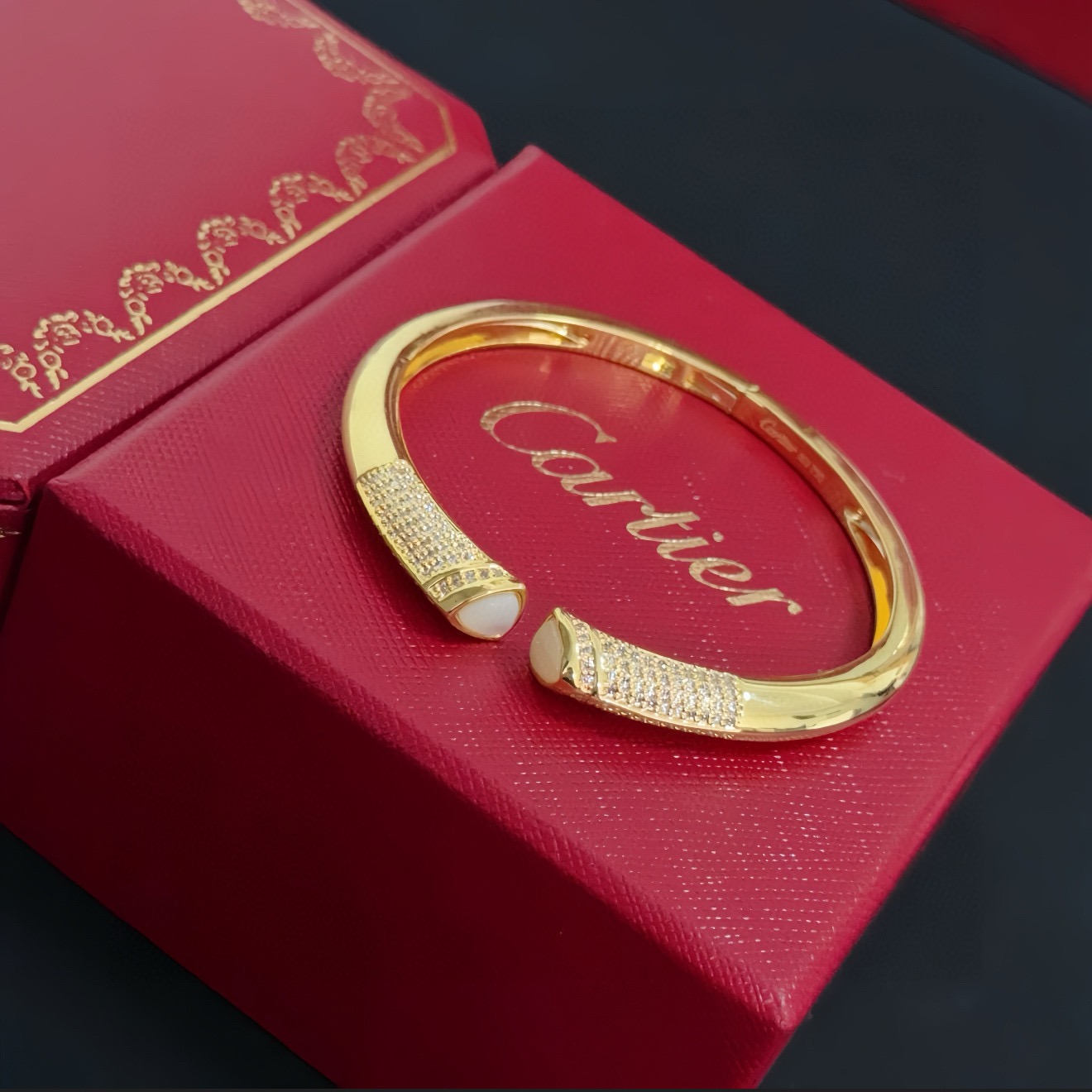 Cartier V Gold Diamond Bracelet Luxury Love Collection Inspired Jewelry - Image 5