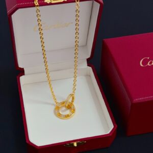Cartier V Gold Diamond Pendant Necklace Luxury Women's Jewelry
