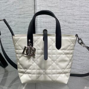 Toujours Vertical Series Silver Buckle Black & White Color-Blocked Small Handbag