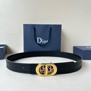DIOR CD Signature Leather Belt Gold Buckle Edition