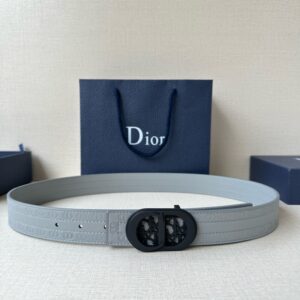 DIOR CD Signature Leather Belt Matte Black Buckle Edition