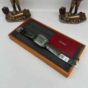 Santos Lacquered Watch Green Dial & Green Leather Strap Edition